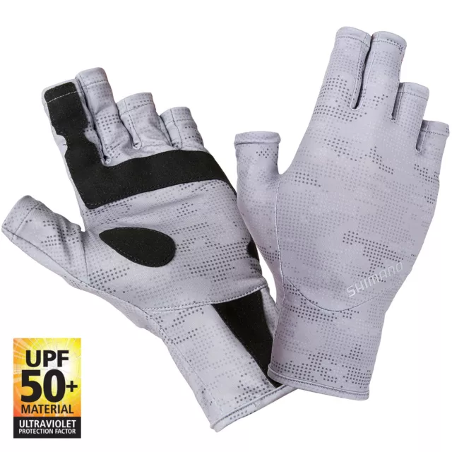 Shimano 2021 Sun Gloves UPF Grey Dot Camo Colour - Choose Size BRAND NEW @ eBay