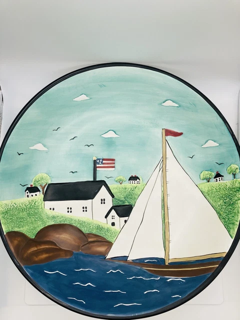 Sakura By Warren Kimble 1998 Coastal Breeze Ceramic Matte Serving Bowl Nautical