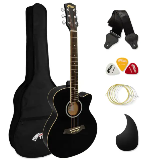 Small Body Acoustic Guitar for Beginners Guitar - Black