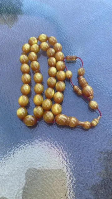 Sparkle Modified Old Yellow amber misbaha tasbih prayer beads collectible rosary