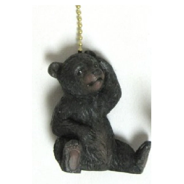 Sitting Black Bear With Paw On Head Fan Pull New