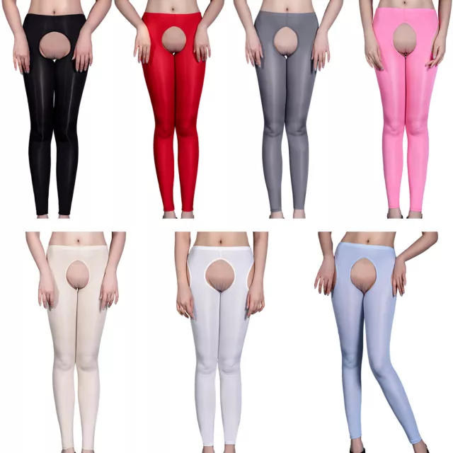 Women's Hollow Out Lingerie Tights Open Crotch Sexy Skinny Pantyhose Long Pants 3