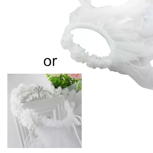 Women Bridal Flower Hair Wreath With White Veil Garland Wedding Headband Crown