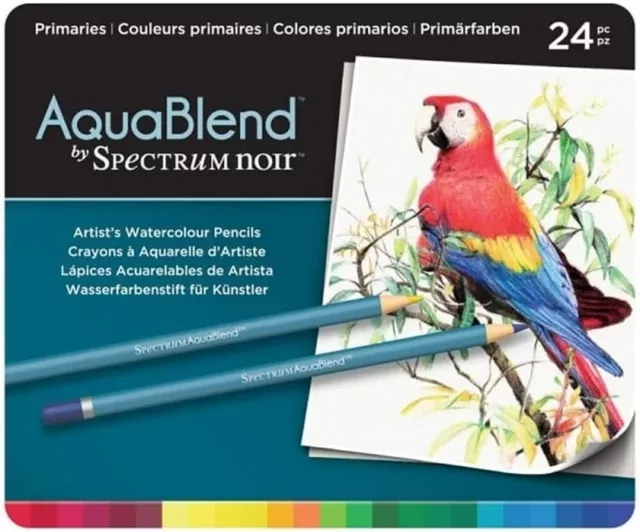Spectrum Noir AquaBlend Premium Artists Watercolour Pencils 24 Pack Primaries