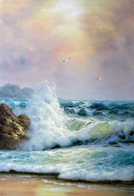 paysage marin vague mer peinture huile sur toile / painting on canvas seascape