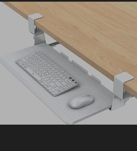 WOKA Keyboard Tray Under Desk, 26.5 x 11.7" Holder, Pull Out White