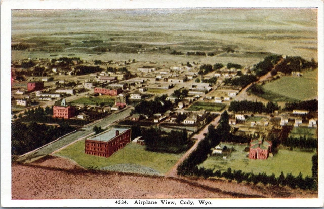 Airplane Aerial View of Cody Wyoming Postcard Cobalt County