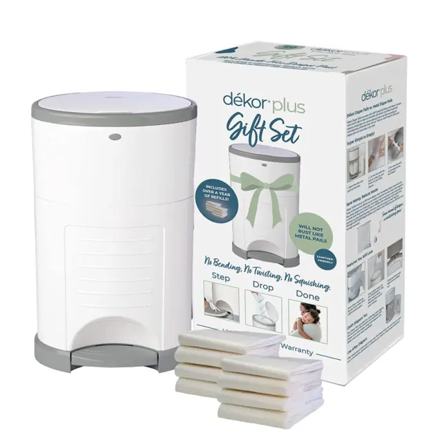 Diaper Pail Gift Set White Comes Over A Year's Supply Refills Plastic Material
