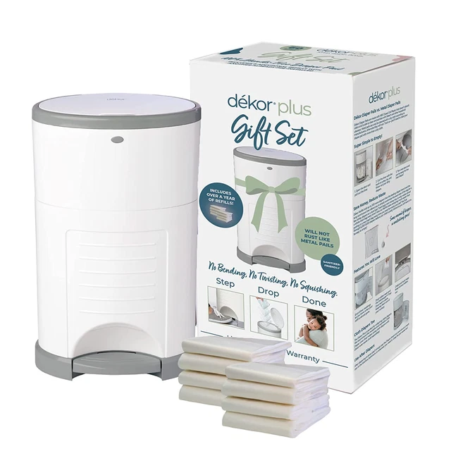 Diaper Pail Gift Set White Comes Over A Year's Supply Refills Plastic Material