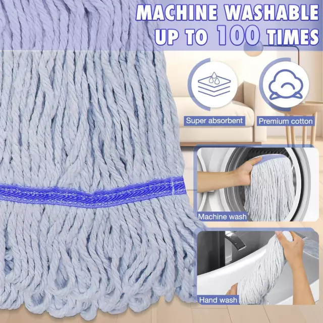 Commercial Industrial Cotton Mop for Floor Cleaning Heavy Duty String Wet Mops w 3