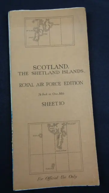 Original WW2 era RAF PILOT / NAVIGATOR'S map entitled "THE SHETLAND ISLANDS"