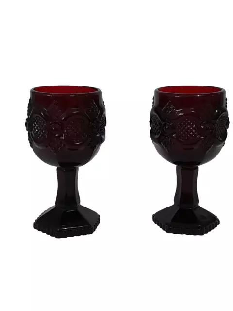 Avon Cape 1876 Cod Collection Goblet Ruby Red Wine Glass Set of Two