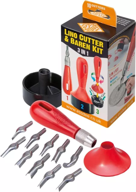 Essdee 3 in 1 Lino Cutter and Stamp Carving Kit (10 Cutters and 5 Carving Stamp