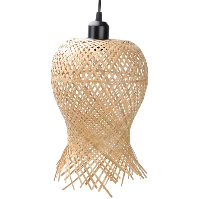 Hanging Light Decor Retro Rattan Lighting Ceiling Pendant Long Chandelier