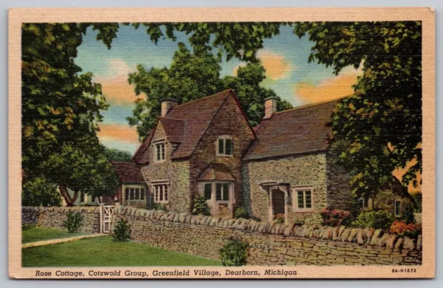 Rose Cottage Cotswold Group Greenfield Village Dearborn Michigan VNG Postcard