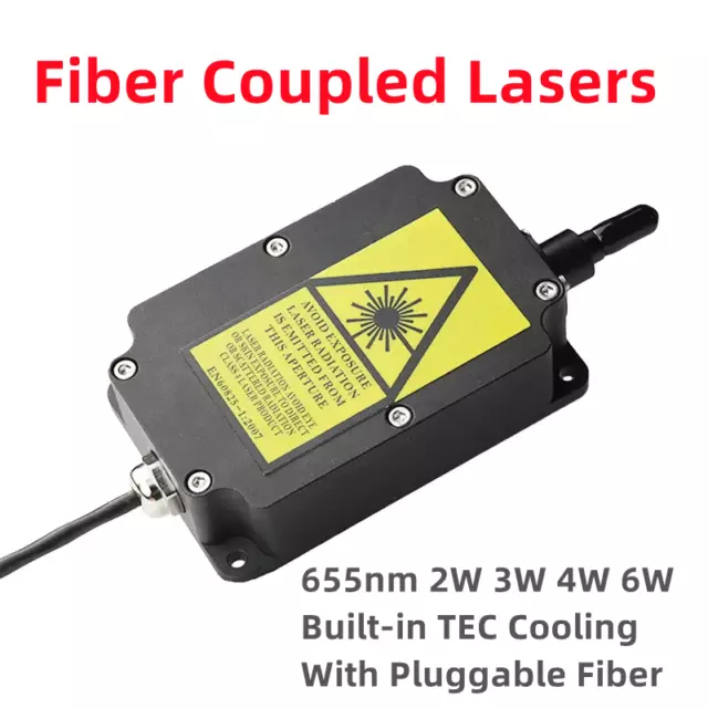 655nm 2W 3W 4W 6W Red Diode Lasers Fiber Coupled Lasers Built-in TEC Cooling