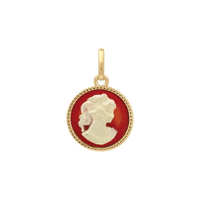 Pendentif Plaqué Or 18 Carats – Imitation Camée Sur Fond Bleu – Forme Ronde – Tata Gisele