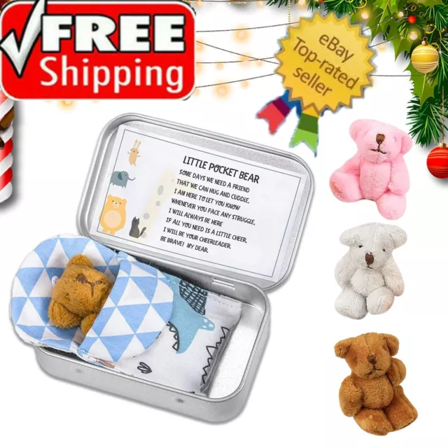 Little Pocket Bear Tin Comfortable Tiny Teddy Bear In Box Bear Toys Stuf FAST✨ z