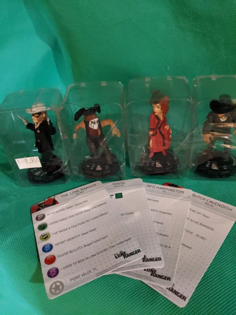 Heroclix, (the Lone Ranger, Tonto, Red Harrington and Butch Cavendish)