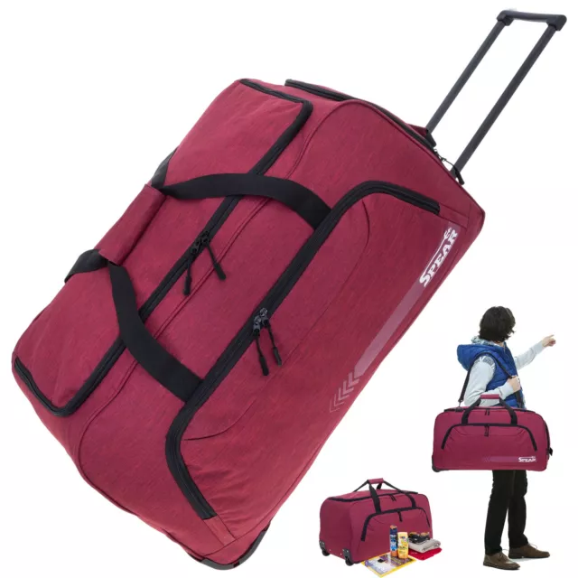 Trolley Reisetasche 85 L XL Koffer Tasche Damen Herren Bag Spear 910 Rot + Gurt