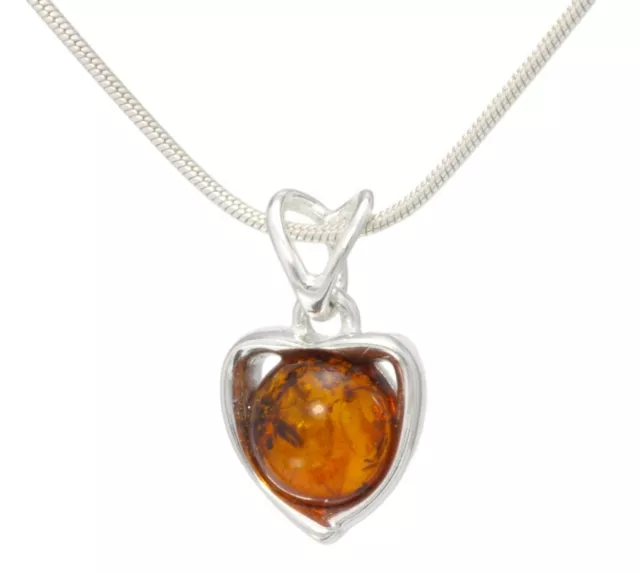 NATURAL BALTIC AMBER Jewellery STERLING SILVER 925 Small PENDANT NECKLACE Chain