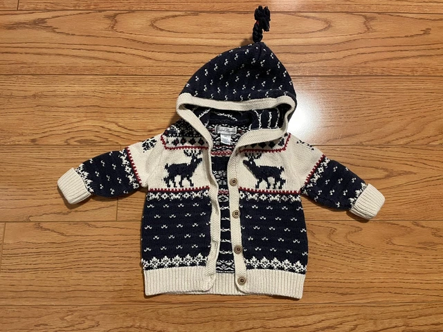 Used Ralph Lauren Baby Infant Cotton Wool Blend Reindeer Hooded Sweater 9 months
