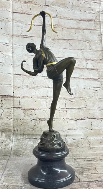 Artemis Diana the Huntress Nude Female Archer Bronze Statue Sculpture Decor Gold