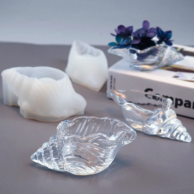 Hágalo usted mismo Moldes de silicona para frasco de velas en forma de caracola Hecho a mano Molde para maceta de carcasa epoxi y