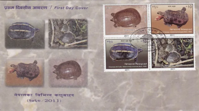 2011 Nepal Fdc With Leaflet Cturtle Marine Life