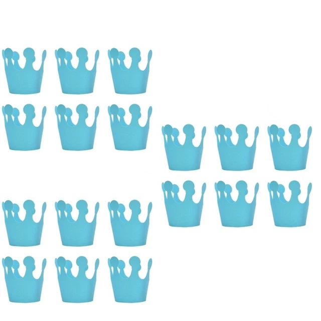 18 piezas hágalo usted mismo sombrero de cumpleaños hecho a sí mismo niño sombrero azul coronas de papel azul