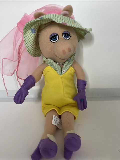 2002 sherwood brands jim henson muppets miss piggy plush 14" tall With Cloths.