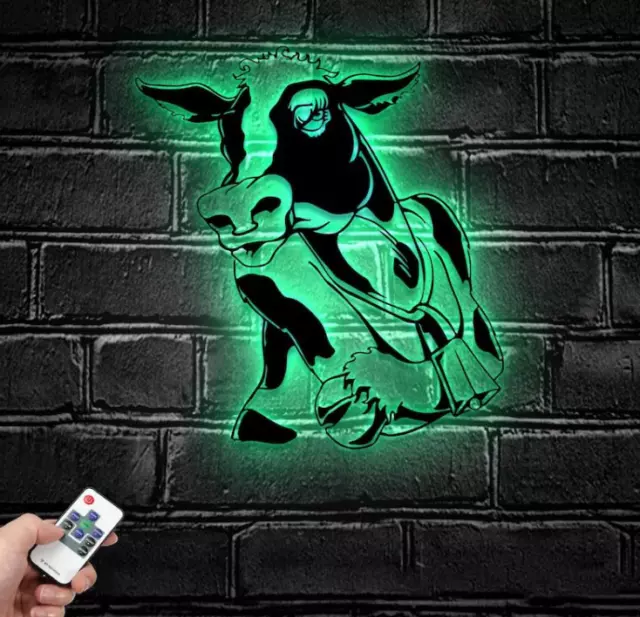 Custom Metal Sign With Led Light, Dairy Cow Farmhouse Metal Wall Art LED Light
