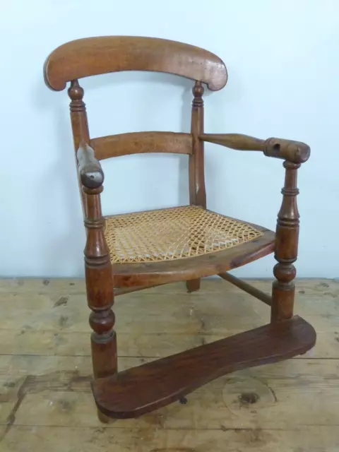 Antique Victorian large doll chair mahogany with caned seat