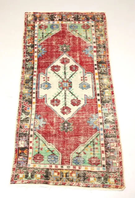 Vintage 20th Century Wool Turkish Oushak 3 x 6 Rug Runner