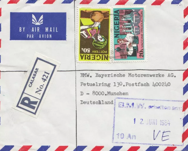 Nigeria: 1984 air mail to München BMW