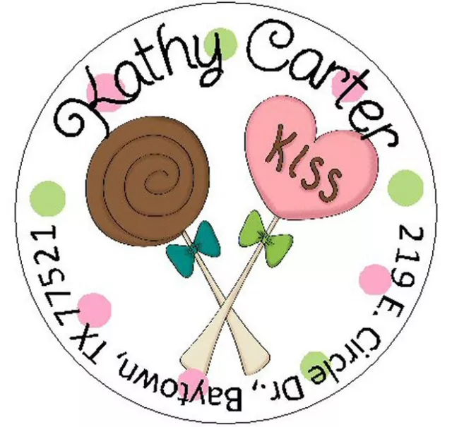 CUTE LOLLIPOPS -  Round Return Address Labels