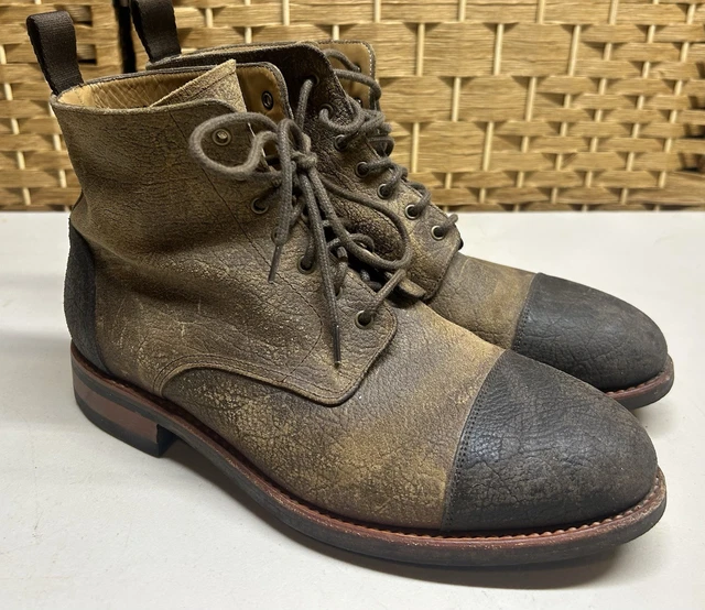 TAFT LEATHER LACE-UP Block Heel Ankle Chukka Work Boots 