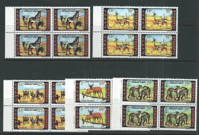 Etiopia 1980 Grevy's Zebra Gazell Ghepardo Animali Argomento (Sc 969-73) MNH