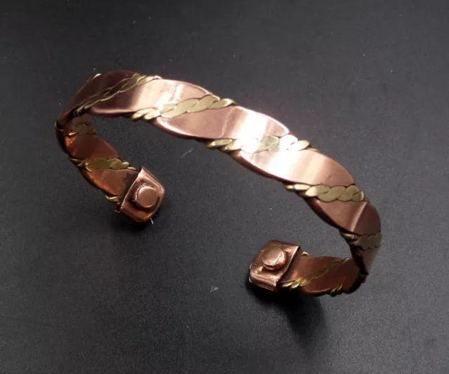 Bracelet magnétique cuivre brut 99% 6 aimants Homme ou Femme Luxe