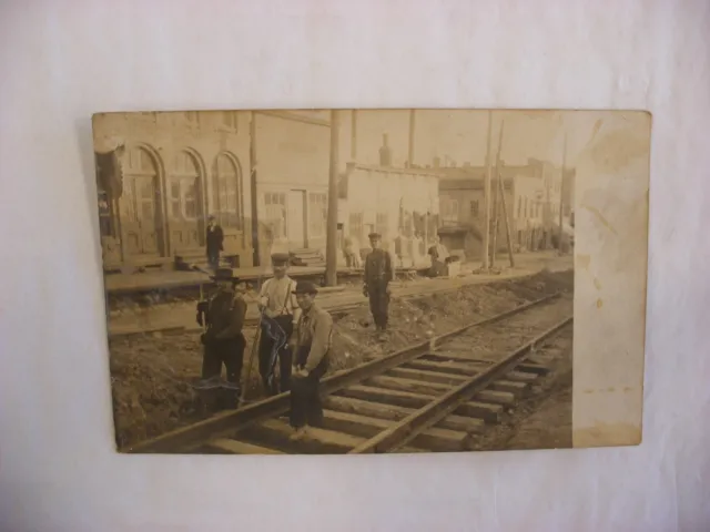 Real Photo Postcard RPPC Railroad Construction Workers