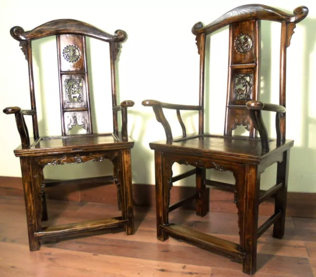 Antique Chinese High Back Arm Chairs (5870) (Pair), Circa 1800-1849