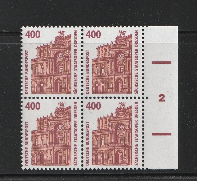 BRD SWK 400 Pf 4er Block mit Formnummer 2 postfrisch