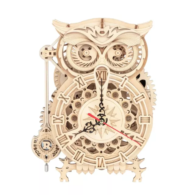 ROKR 3D Wooden Puzzle Laser-Cut Jigsaw Pendulum Owl Clock Model Kits Collection