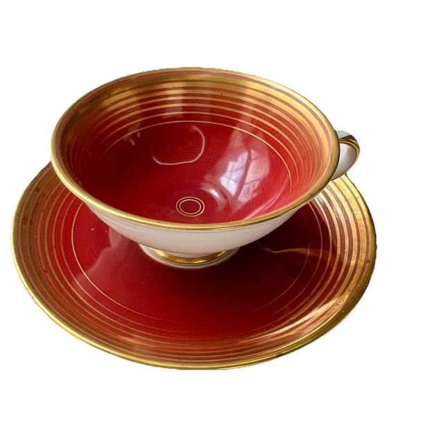 ANTIGUO (2) PIEZAS juego de platillos de taza de té de porcelana