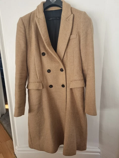 ZARA WOMEN CAMEL Double Breasted Coat UK Size M Good Condition 30.00 PicClick UK
