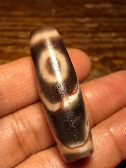 Ancient Tibetan DZI Beads Old Agate Brown Oily 2 Eyes Amulet Pendant GZI