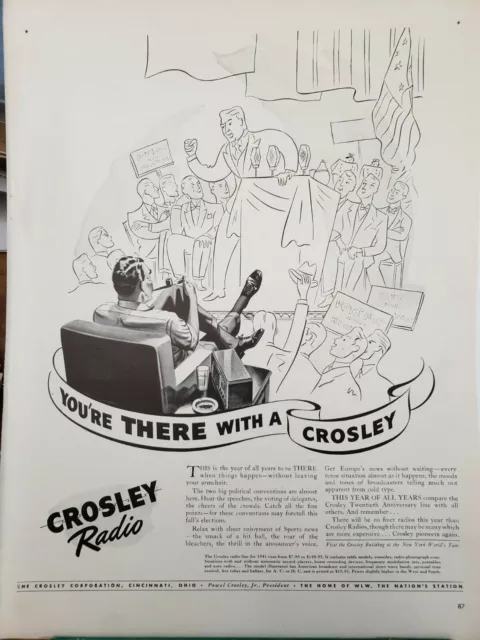 Crosley Radio Print Ad Vintage 1948  Ephemera Wall Art Decor