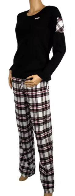 *UNGETRAGEN* Kuscheliger DAMEN-PYJAMA von NORMANN Schlafanzug FLANELLHOSE  36/38