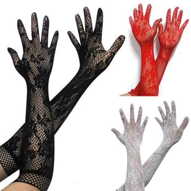 US Sexy Lace Gloves Thin Long Bride Wedding Party Arm Elbow Prom Driving