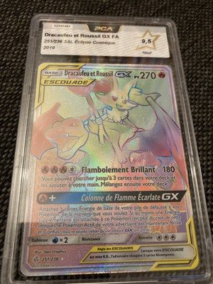Carte pokémon Dracaufeu et Roussil GX FA 251/236 Éclipse Cosmique PCA 9,5 Fr